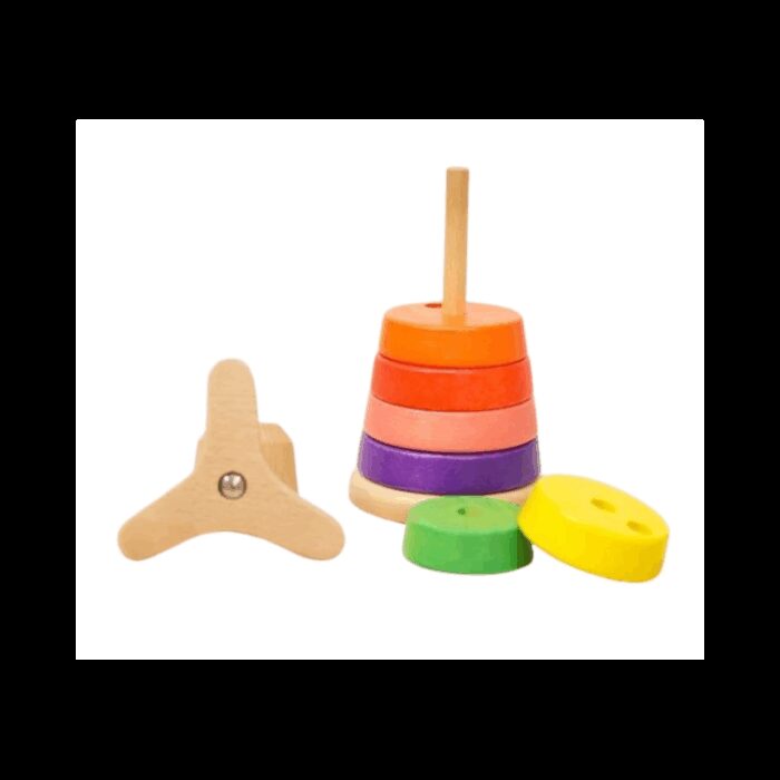 ⁦لعبة أحجية خشبية برج هانوي لتنشيط العقل - 6 حلقات⁩ - الصورة ⁦2⁩