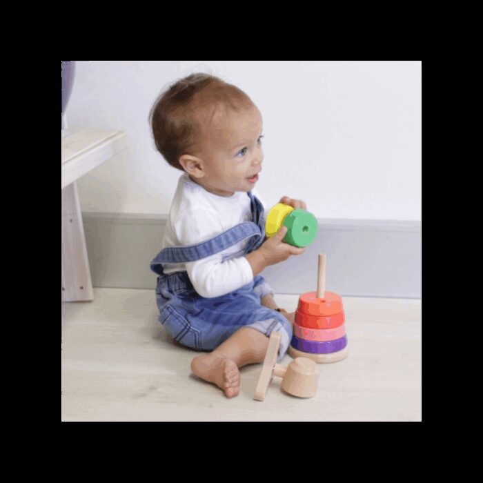 ⁦لعبة أحجية خشبية برج هانوي لتنشيط العقل - 6 حلقات⁩ - الصورة ⁦3⁩