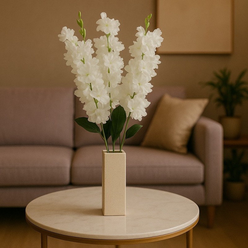 ⁦عرق ورد أبيض صناعي طول 65 سم⁩ - الصورة ⁦1⁩