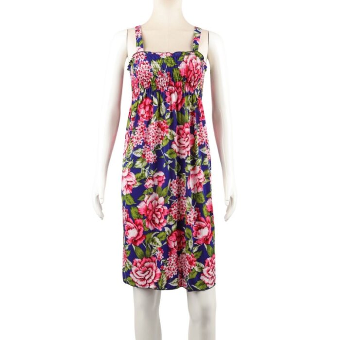 ⁦فستان صيفي قصير للنساء مورد لون أزرق One Size⁩ - الصورة ⁦3⁩