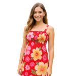 ⁦فستان صيفي قصير للنساء مورد لون احمر One Size⁩ - الصورة ⁦2⁩