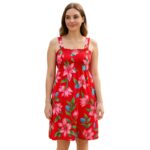 ⁦فستان صيفي قصير للنساء مورد لون احمر One Size⁩ - الصورة ⁦2⁩