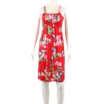 ⁦فستان صيفي قصير للنساء مورد لون احمر One Size⁩ - الصورة ⁦3⁩