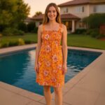 فستان صيفي قصير للنساء مورد لون اصفر One Size