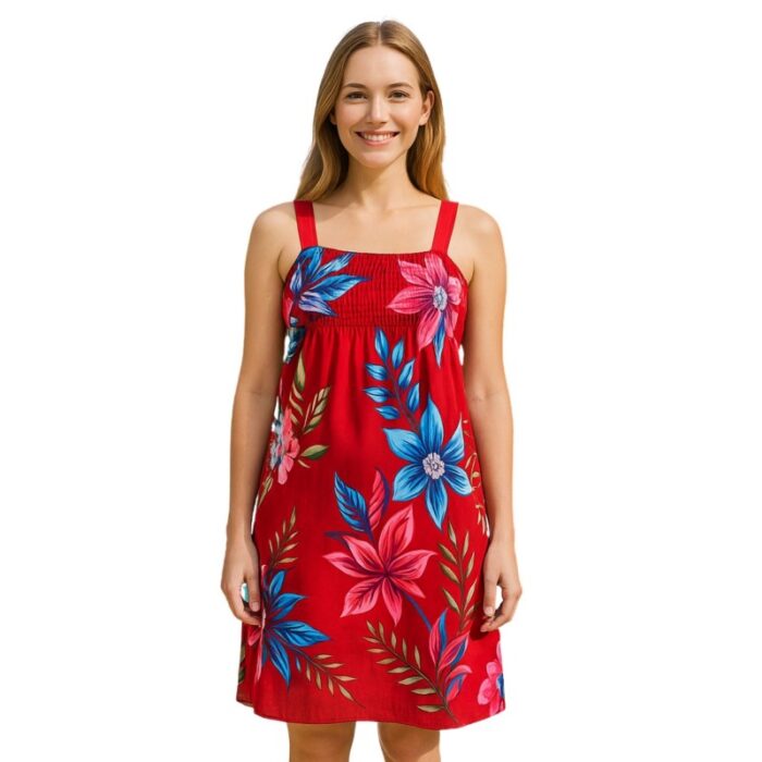 ⁦فستان صيفي قصير للنساء مورد لون خمري One Size⁩ - الصورة ⁦2⁩