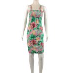 ⁦فستان صيفي قصير للنساء مورد لون أخضر One Size⁩ - الصورة ⁦3⁩