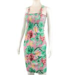 ⁦فستان صيفي قصير للنساء مورد لون أخضر One Size⁩ - الصورة ⁦4⁩