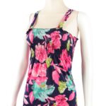 ⁦فستان صيفي قصير للنساء مورد لون كحلي One Size⁩ - الصورة ⁦4⁩