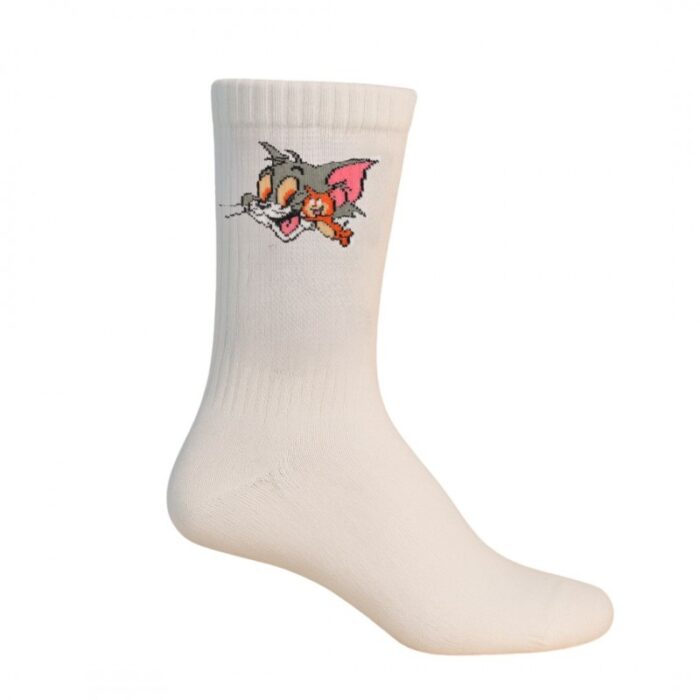 ⁦جراب لون أبيض بتصميم توم & جيري⁩ - الصورة ⁦2⁩