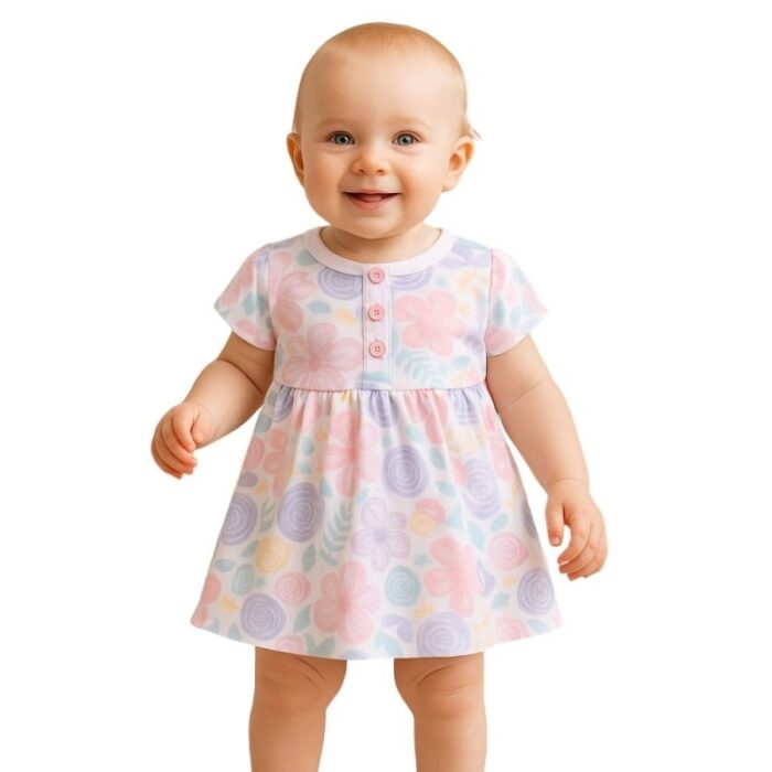 ⁦فستان مورد للأطفال لون بنفسجي⁩ - الصورة ⁦4⁩