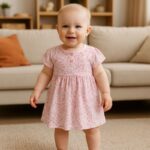 ⁦فستان مورد للأطفال لون زهري⁩ - الصورة ⁦3⁩