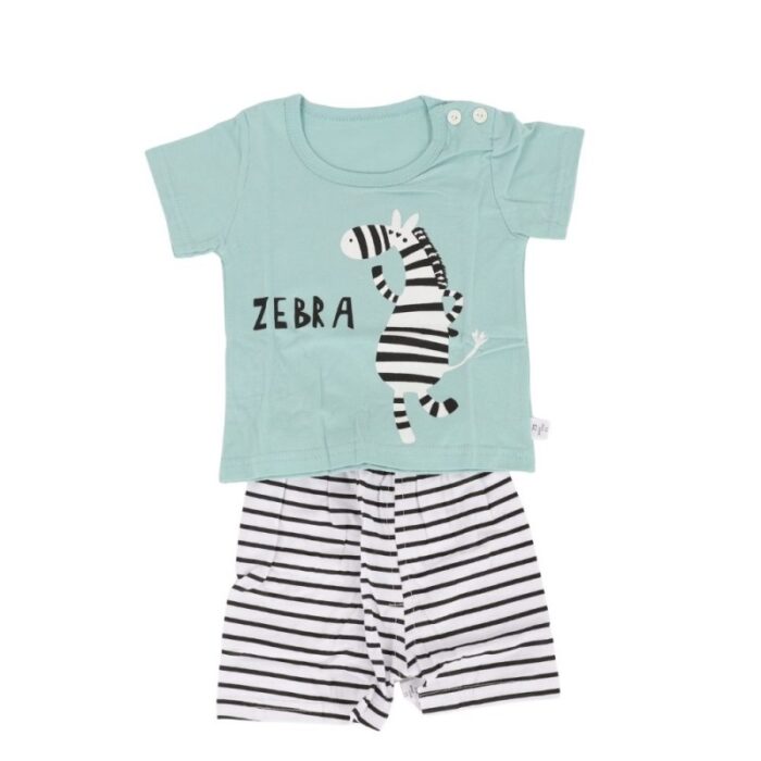 ⁦طقم قطعتين بتصميم Zebra لون أخضر و أبيض⁩ - الصورة ⁦2⁩