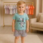 ⁦طقم قطعتين بتصميم Zebra لون أخضر و أبيض⁩ - الصورة ⁦4⁩