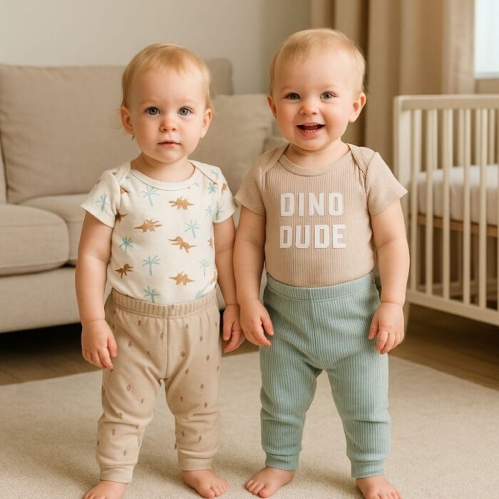 103382787_68335b8bc5f6f طقمين للأطفال 4 قطع لون بيج - الصورة 1