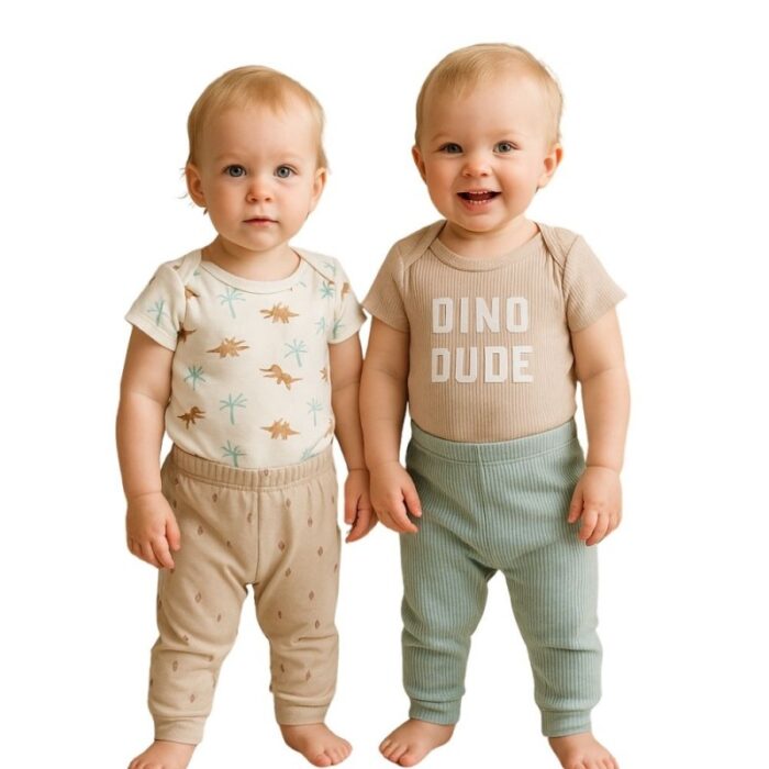 ⁦طقمين للأطفال 4 قطع لون بيج⁩ - الصورة ⁦2⁩