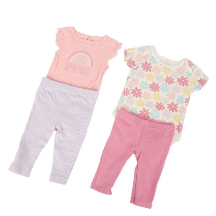 ⁦طقمين للأطفال 4 قطع لون زهري⁩ - الصورة ⁦4⁩