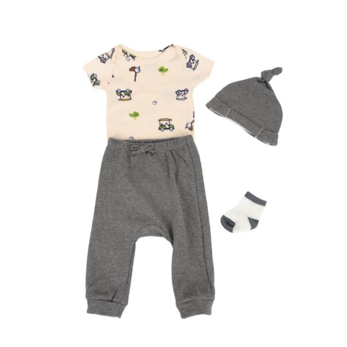 ⁦طقم للأطفال 4 قطع لون بيج و سكني⁩ - الصورة ⁦2⁩