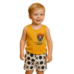 ⁦طقم قطعتين للأطفال لون أصفر وأبيض⁩ - الصورة ⁦2⁩