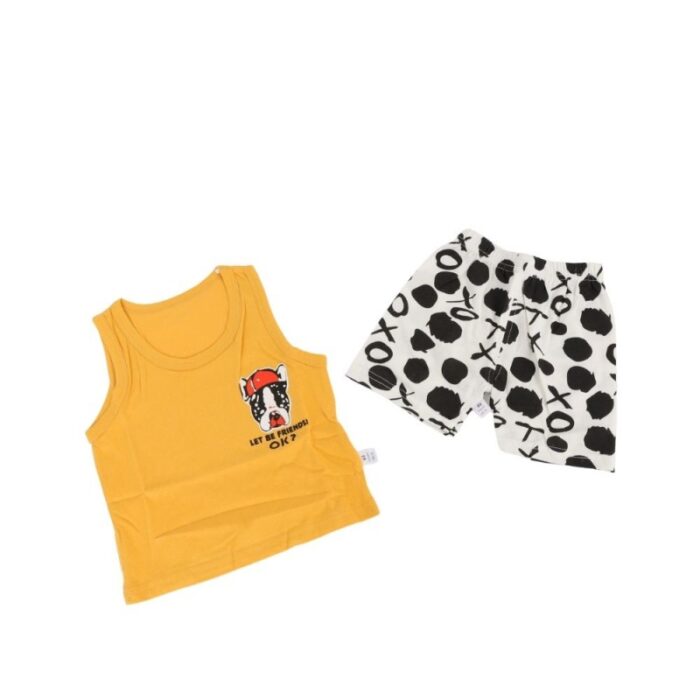 ⁦طقم قطعتين للأطفال لون أصفر وأبيض⁩ - الصورة ⁦3⁩