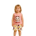 ⁦طقم قطعتين للأطفال لون زهري وأبيض⁩ - الصورة ⁦2⁩