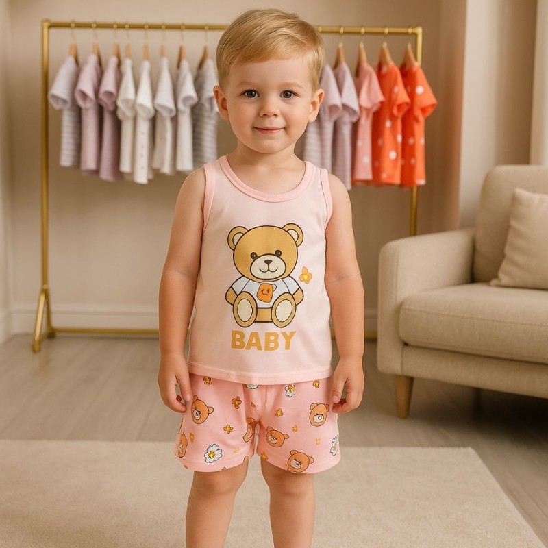 103382806_68335bbf47a9c طقم قطعتين للأطفال لون زهري فاتح - الصورة 1