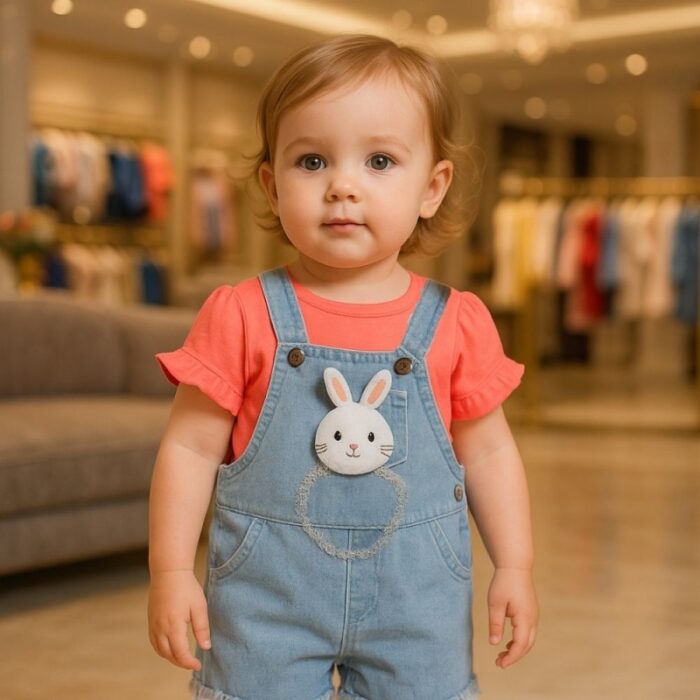 103382807_68335bc306e45 طقم قطعتين أفرهول للأطفال لون أزرق و زهري - الصورة 1