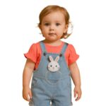 ⁦طقم قطعتين أفرهول للأطفال لون أزرق و زهري⁩ - الصورة ⁦2⁩