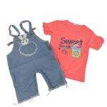 ⁦طقم قطعتين أفرهول للأطفال لون أزرق و زهري⁩ - الصورة ⁦4⁩