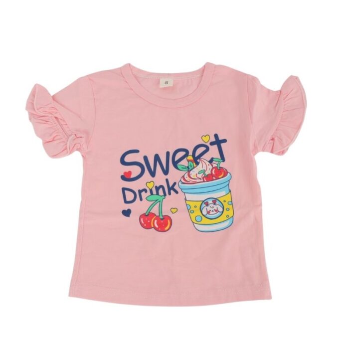 ⁦طقم قطعتين أفرهول للأطفال لون أزرق و زهري فاتح⁩ - الصورة ⁦3⁩