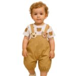 ⁦طقم قطعتين أفرهول للأطفال لون بني و أبيض⁩ - الصورة ⁦4⁩