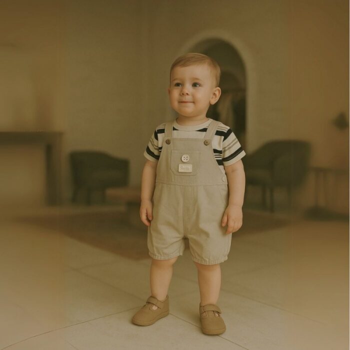 103382814_68335bc766999 طقم أفرهول للأطفال لون أسود وبيج - الصورة 1