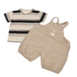 ⁦طقم أفرهول للأطفال لون أسود وبيج⁩ - الصورة ⁦2⁩