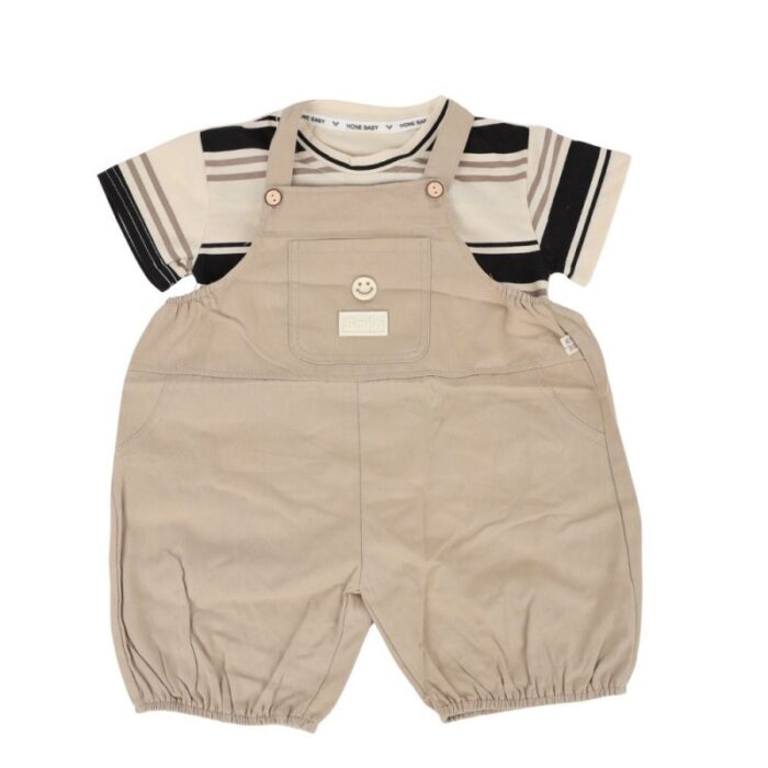 ⁦طقم أفرهول للأطفال لون أسود وبيج⁩ - الصورة ⁦3⁩