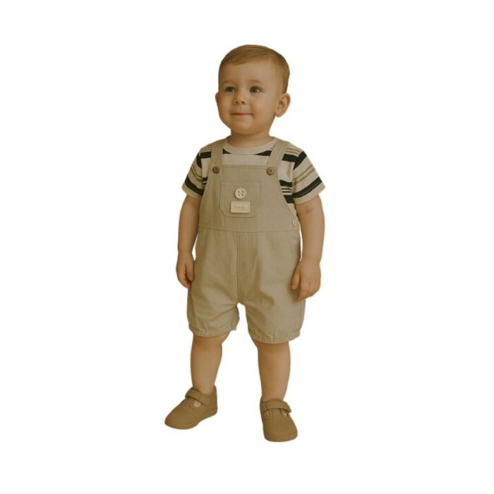 ⁦طقم أفرهول للأطفال لون أسود وبيج⁩ - الصورة ⁦6⁩