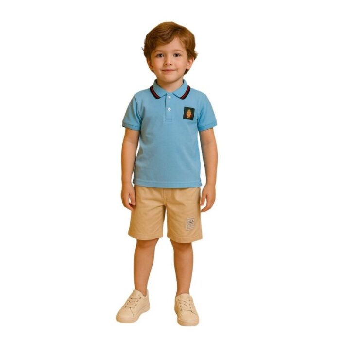 ⁦طقم قطعتين للأطفال لون بيج و أزرق⁩ - الصورة ⁦5⁩