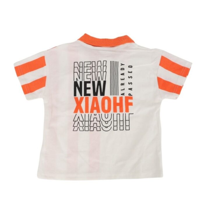 ⁦طقم قطعتين شورت وبلوزة نص كم للأطفال لون أزرق و برتقالي⁩ - الصورة ⁦6⁩