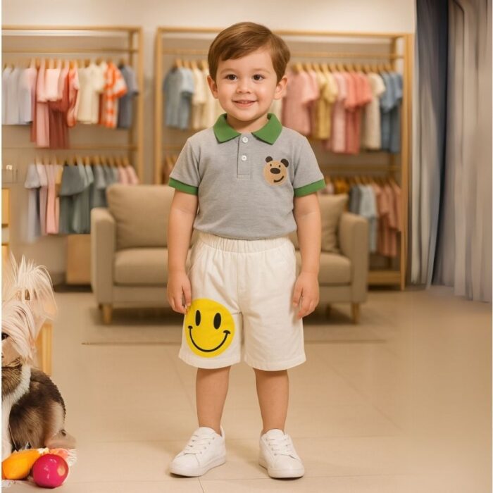 ⁦طقم قطعتين للأطفال لون سكني⁩ - الصورة ⁦3⁩