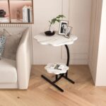 طاولة خشبية ماربل شكل وردة طبقتين 40*40*60 سم