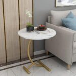 طاولة خشبية ماربل أبيض وذهبي 40*40*60 سم