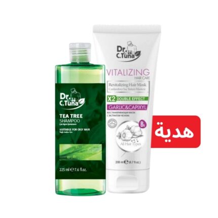 باكيج شامبو شجرة الشاي حجم 225 مل من Dr.C.Tuna + ماسك شعر بالثوم حجم 200 مل من Dr.C.Tuna