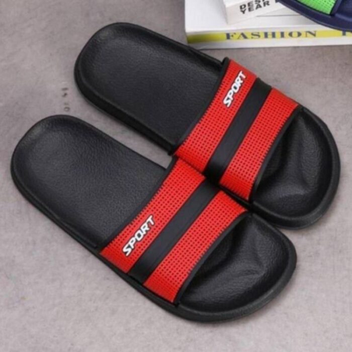 103383119_68335e9927459 شبشب رجالي لون أسود مخطط أحمر - الصورة 1