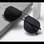 نظارة سداسية بوليرايزد إطار رمادي للرجال والنساء