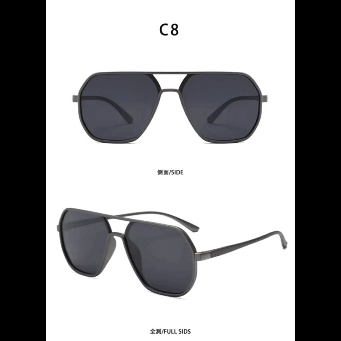 ⁦نظارة سداسية بوليرايزد إطار رمادي للرجال والنساء⁩ - الصورة ⁦2⁩