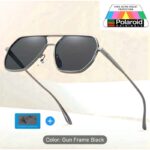 ⁦نظارة سداسية بوليرايزد إطار رمادي للرجال والنساء⁩ - الصورة ⁦3⁩