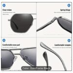 ⁦نظارة سداسية بوليرايزد إطار رمادي للرجال والنساء⁩ - الصورة ⁦5⁩