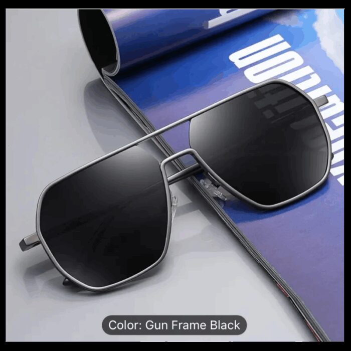 ⁦نظارة سداسية بوليرايزد إطار رمادي للرجال والنساء⁩ - الصورة ⁦6⁩