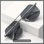 ⁦نظارة سداسية بوليرايزد إطار رمادي للرجال والنساء⁩ - الصورة ⁦7⁩