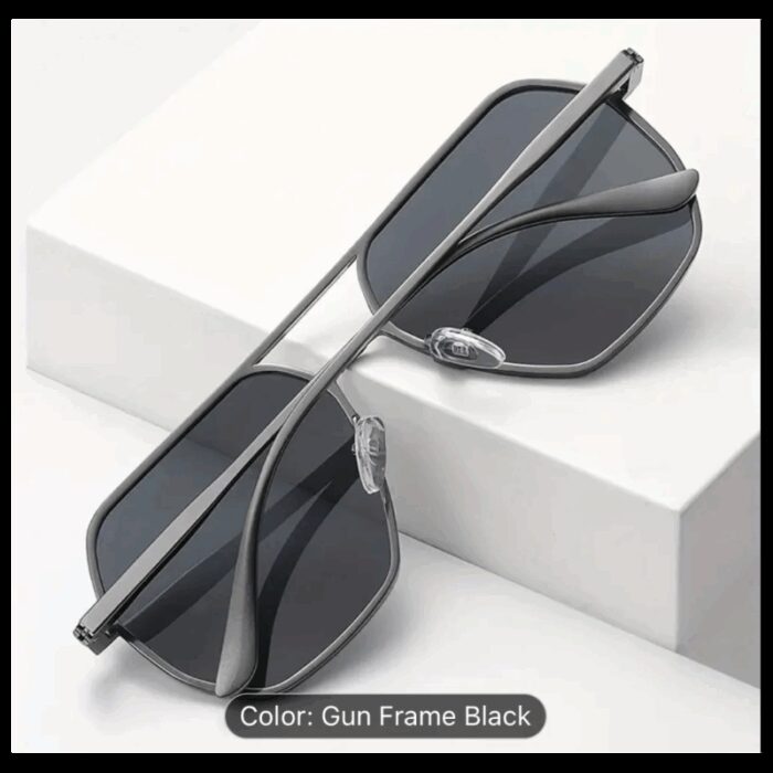 ⁦نظارة سداسية بوليرايزد إطار رمادي للرجال والنساء⁩ - الصورة ⁦7⁩