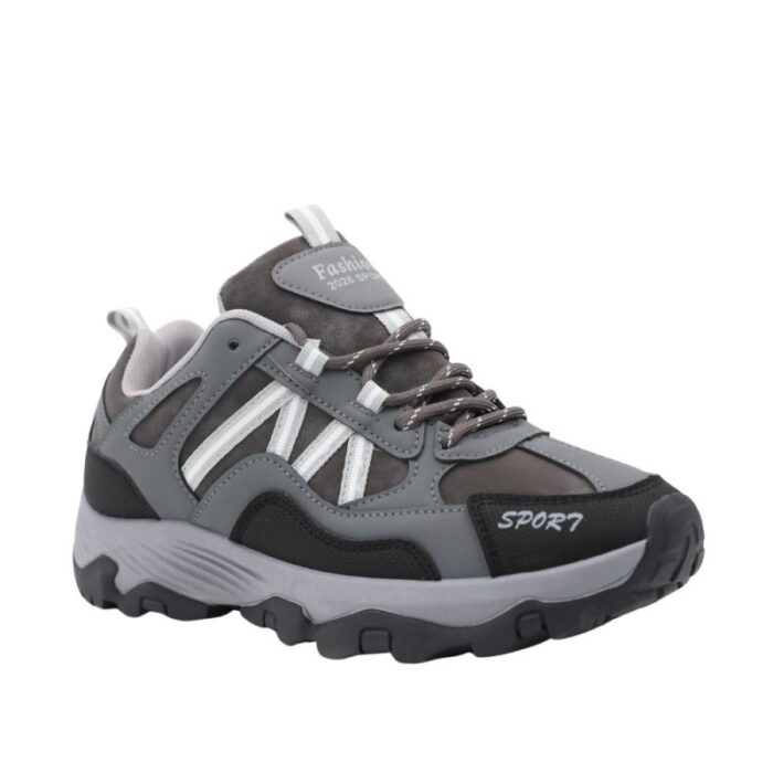 ⁦حذاء فاشن سبورت جلد للرجال لون رمادي⁩ - الصورة ⁦2⁩