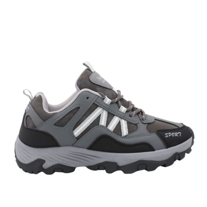 ⁦حذاء فاشن سبورت جلد للرجال لون رمادي⁩ - الصورة ⁦3⁩